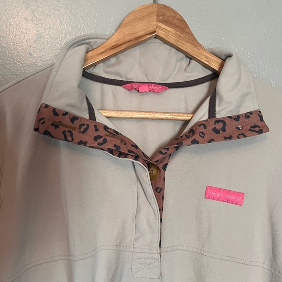 Simply Southern Super soft button pullover with leopard print accent Large - Picture 4 of 10